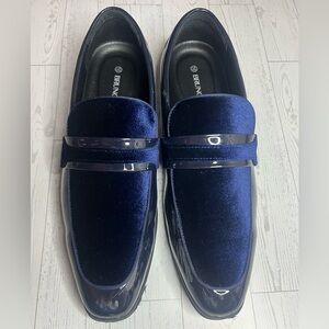 Bruno Marc Men's Deep Blue Velvet Loafers